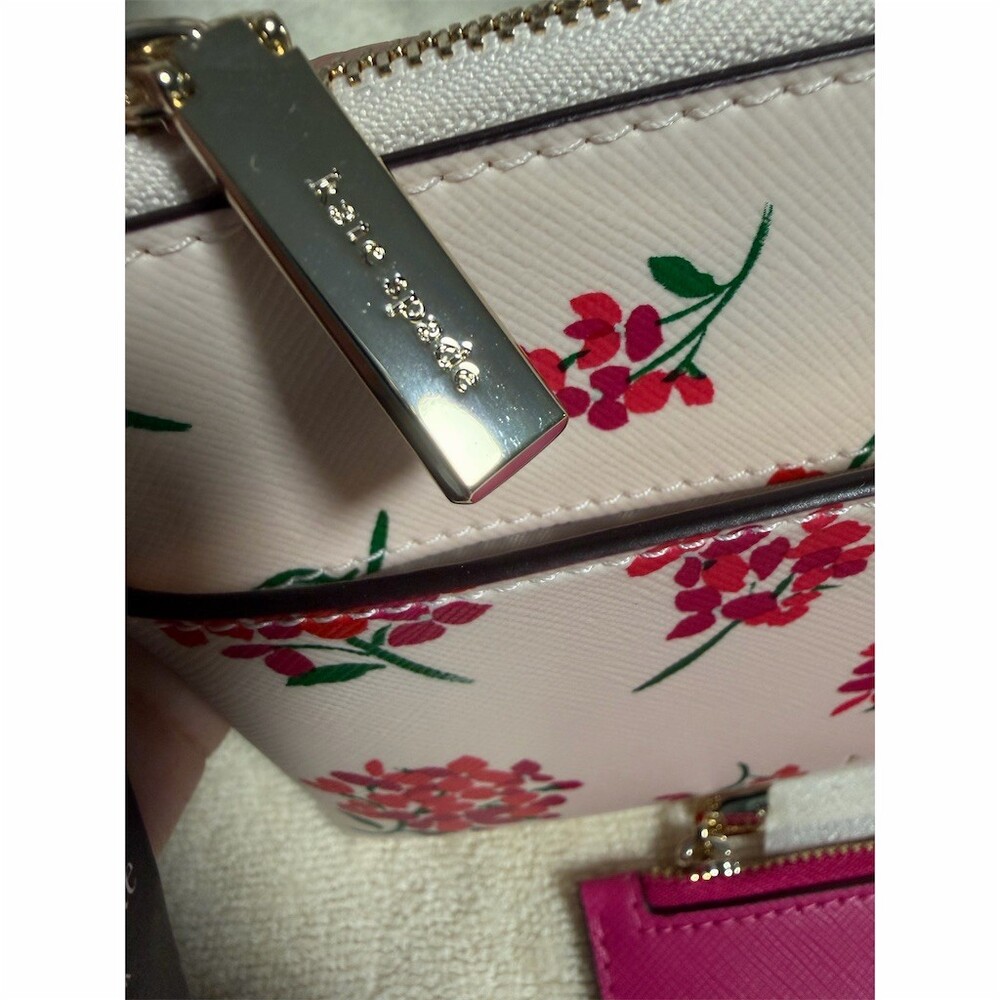 Kate Spade Sadie Coastal Floral Crossbody Bag + Fuchsia Zip Wristlet Set - Picture 5 of 12